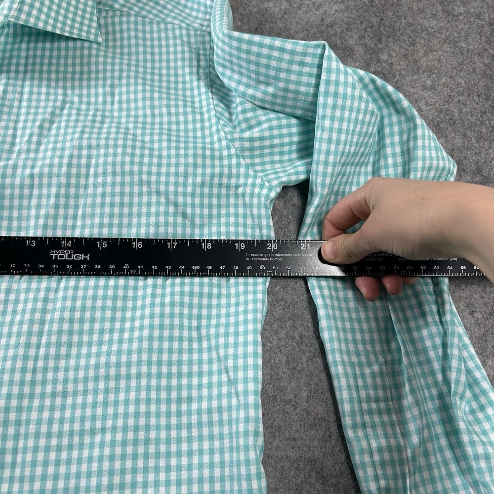 ETON Slim Fit Shirt Mens 42 16.5 Green Gingham Plaid Cotton Mitered Cuff - Picture 8 of 10